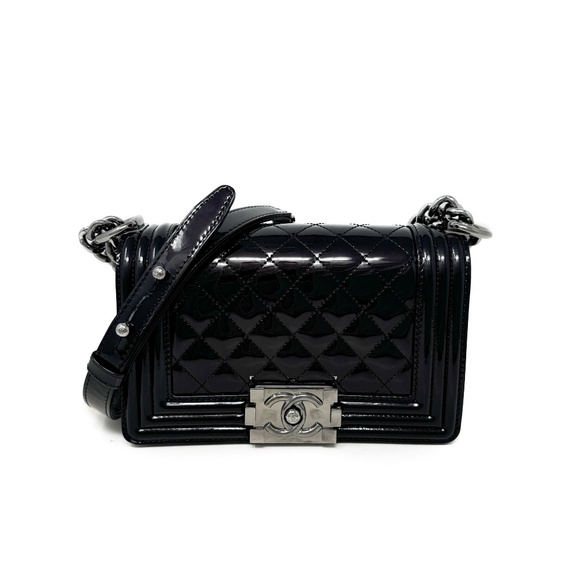 Chanel Small Black Patent Boy Bag - Picture 1 of 12